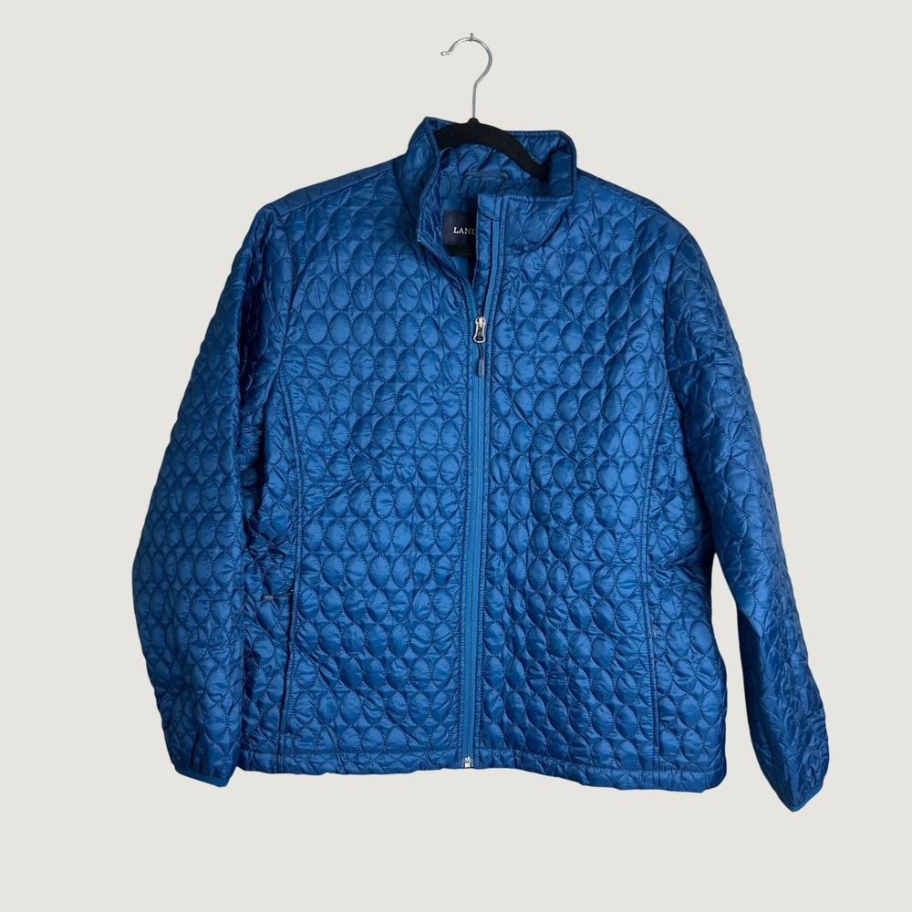 Lands End PrimaLoft Quilted Jacket Womens XL/P 18 Full Zip Insulated Chore